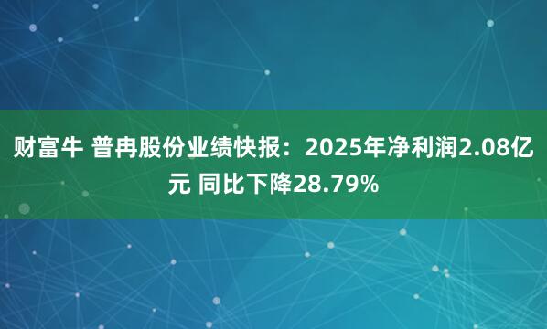 财富牛 普冉股份业绩快报：2025年净利润2.08亿元 同比下降28.79%