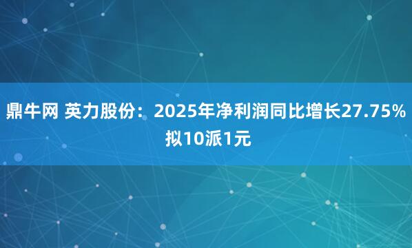 鼎牛网 英力股份：2025年净利润同比增长27.75% 拟10派1元